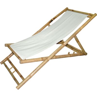 Strandstoel bamboe met canvas doek, set van 2