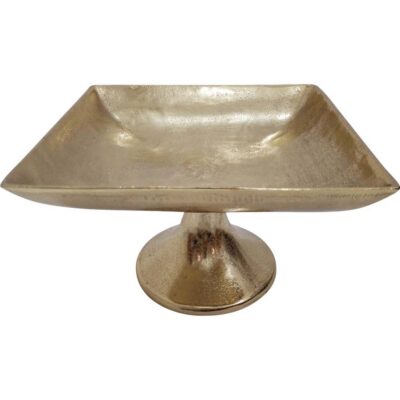 Schaal op voet Brush goud 24x24x13cm